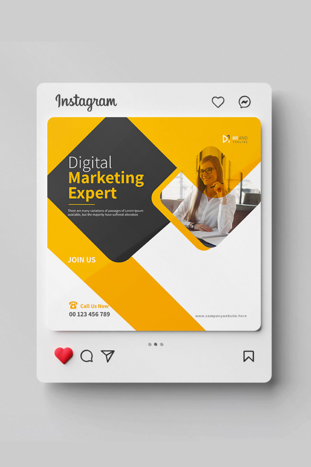 Corporate business social media Instagram post design template pinterest preview image.