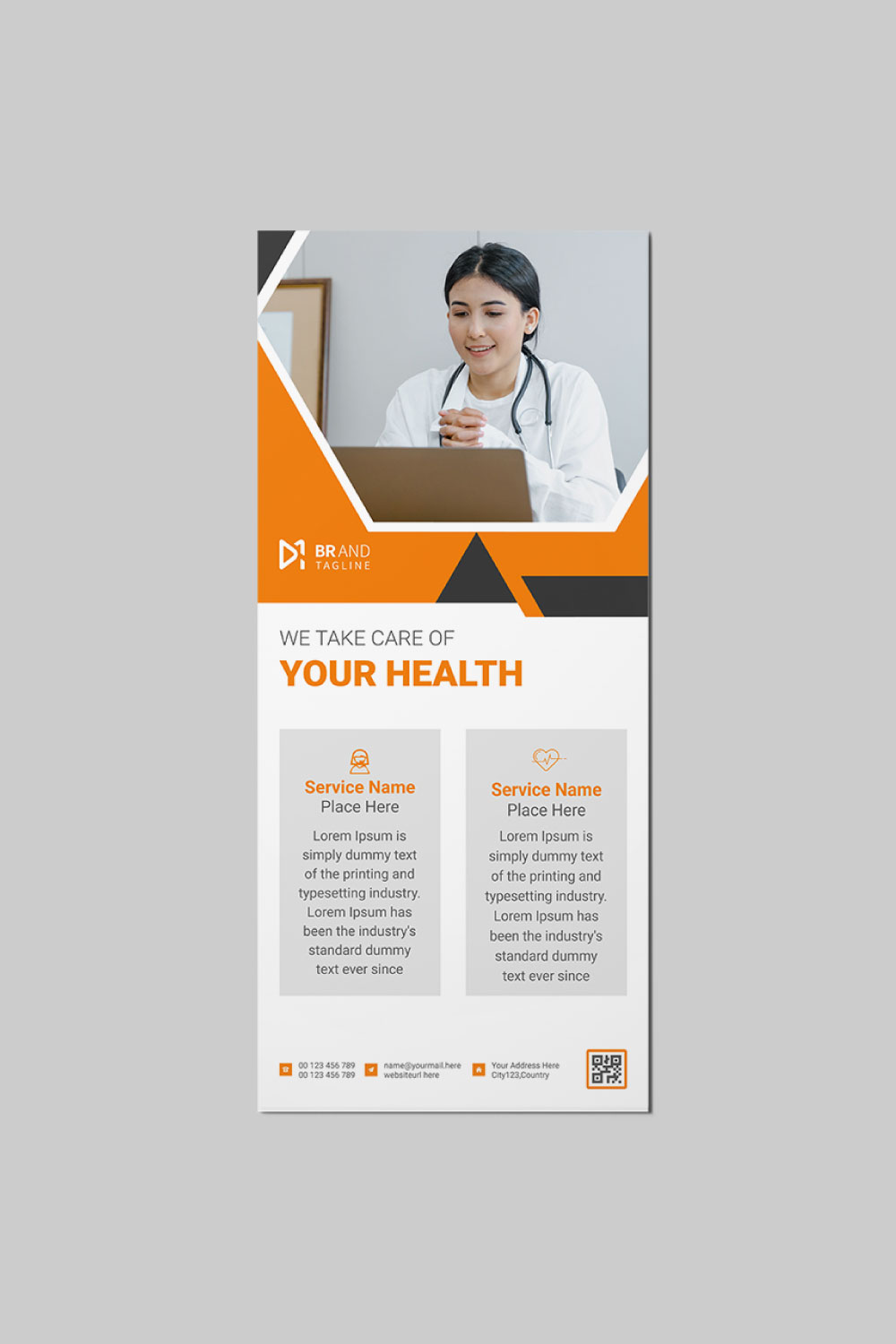 Medical healthcare rack card or dl flyer template pinterest preview image.