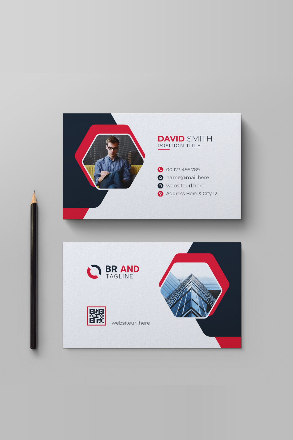 Business Card Design Template pinterest preview image.