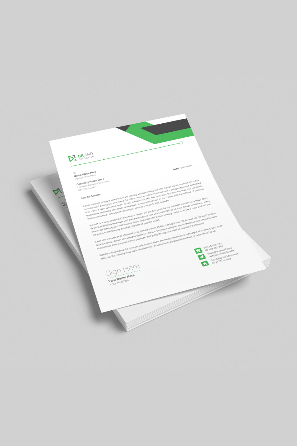 Business letterhead design template for company pinterest preview image.