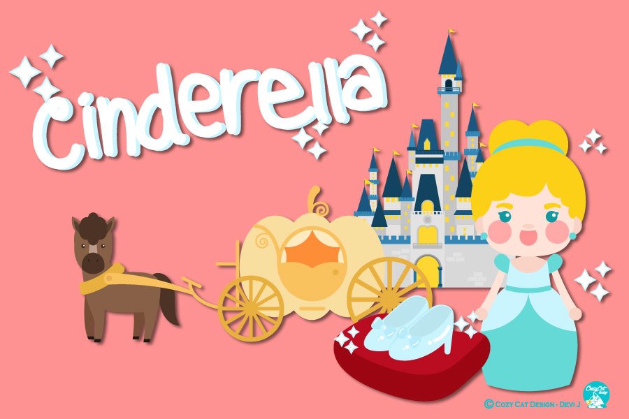 Cinderella Digital Clipart preview image.