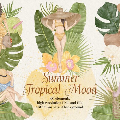 Summer Fashion Girl Tropical Clipart cover image.