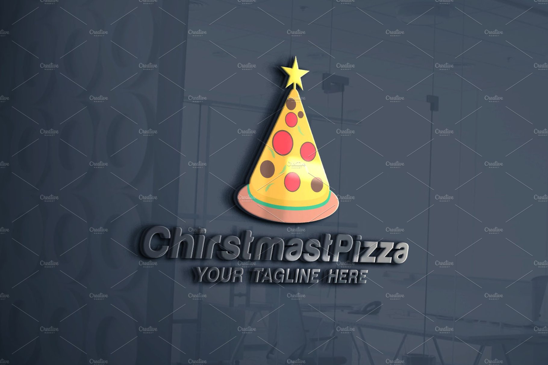 Christmast Pizza Logo preview image.