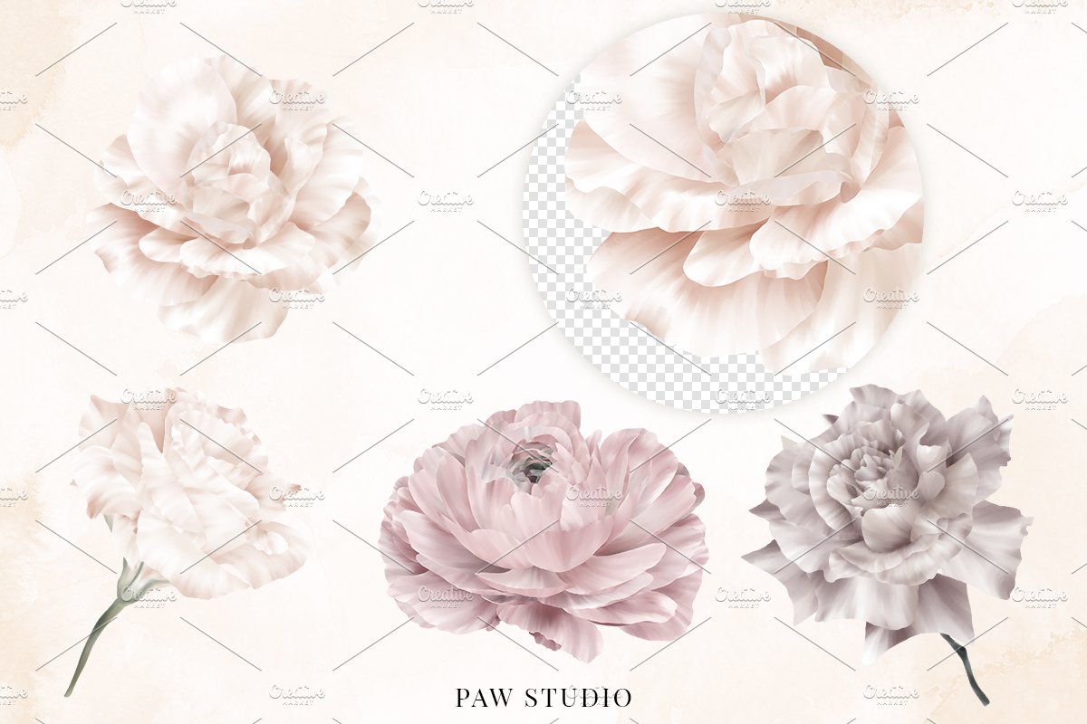 Wedding Flower Clipart Rose Peony preview image.