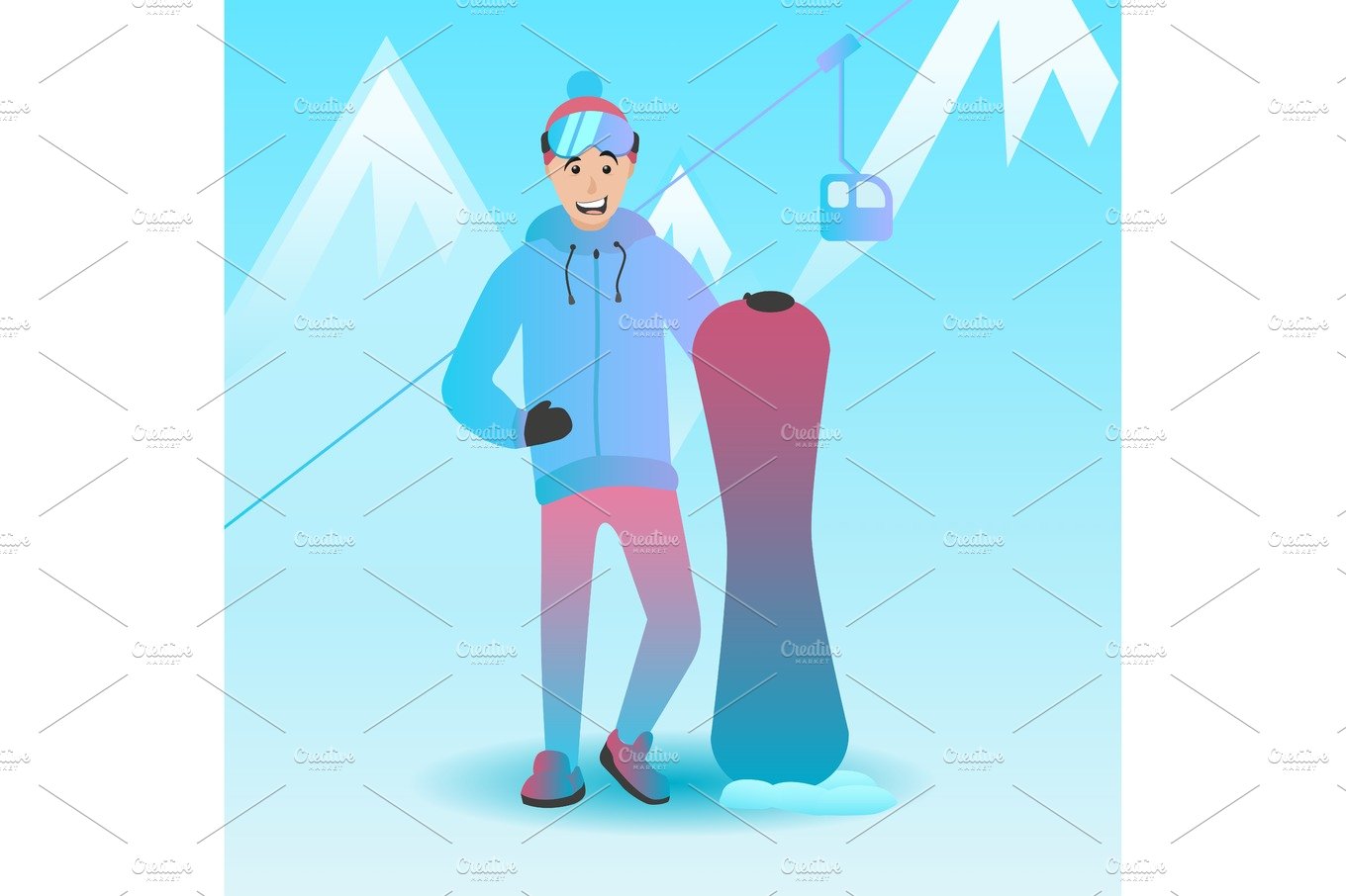 Male Snowboard character. cover image.