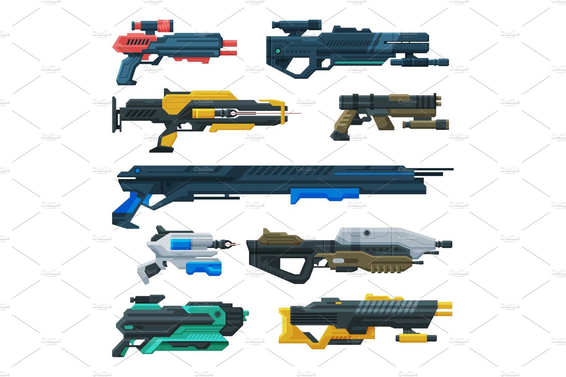 Futuristic Space Guns Blasters cover image.