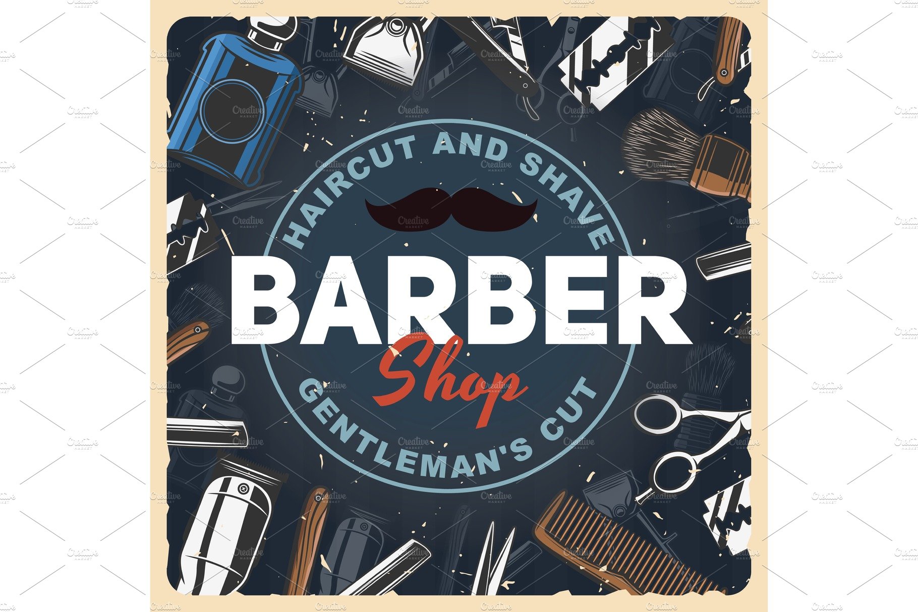 Barbershop razors, blade, shaver cover image.