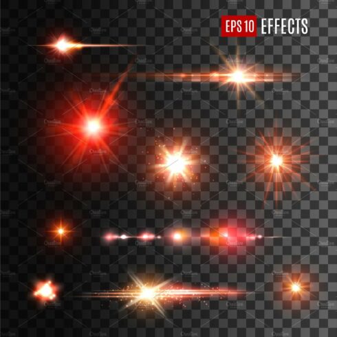Red shine lights, flare effects cover image.