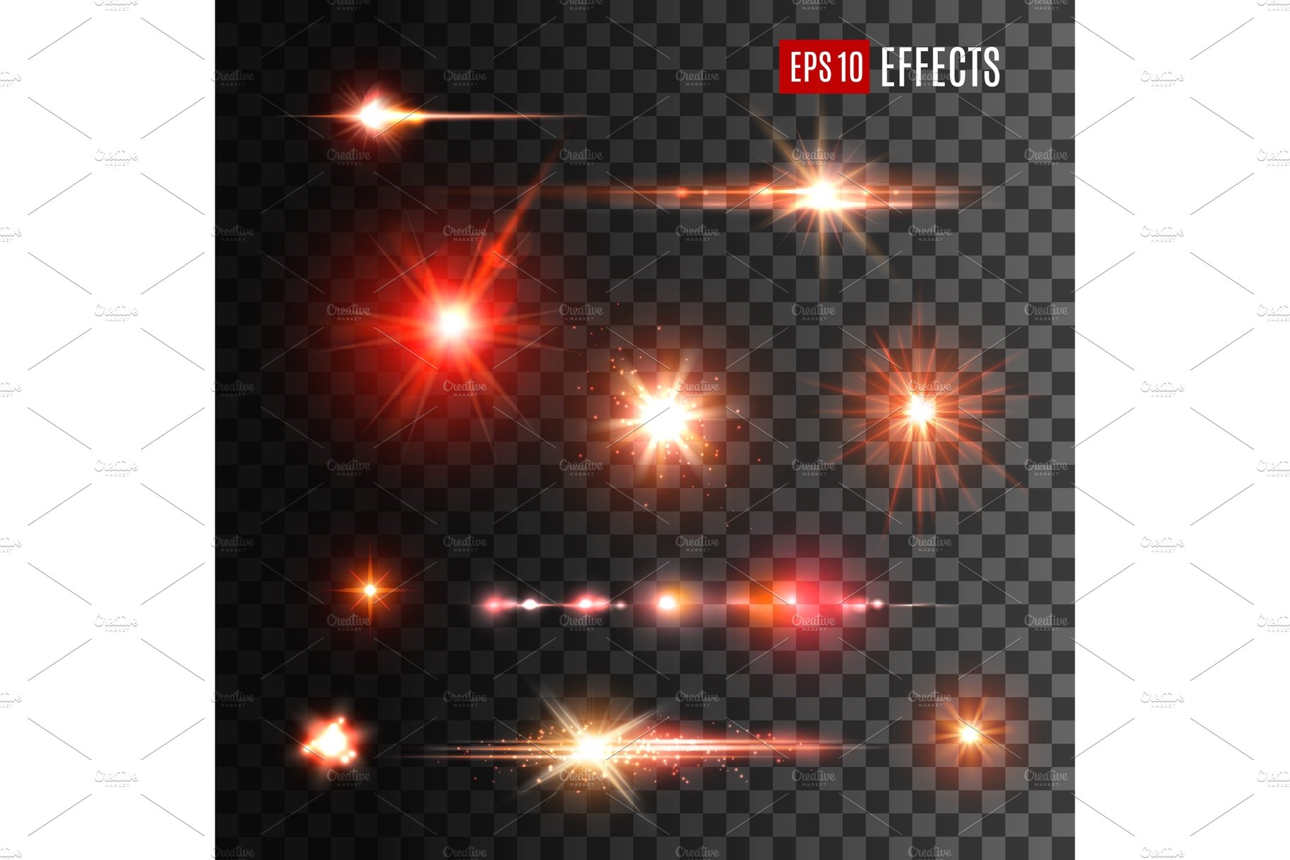 Red shine lights, flare effects cover image.