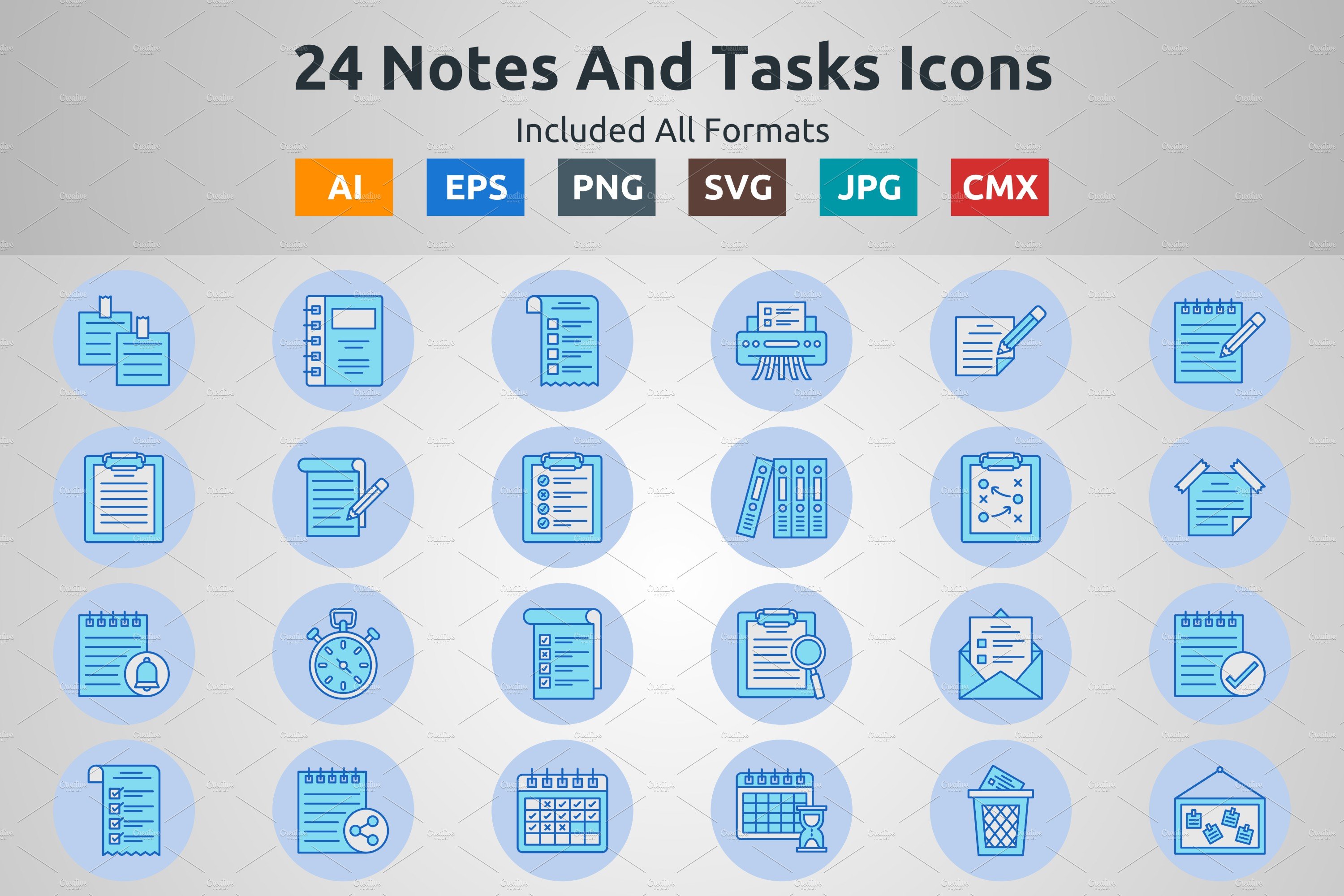 Blue Filled Circle Notes & Task Icon cover image.