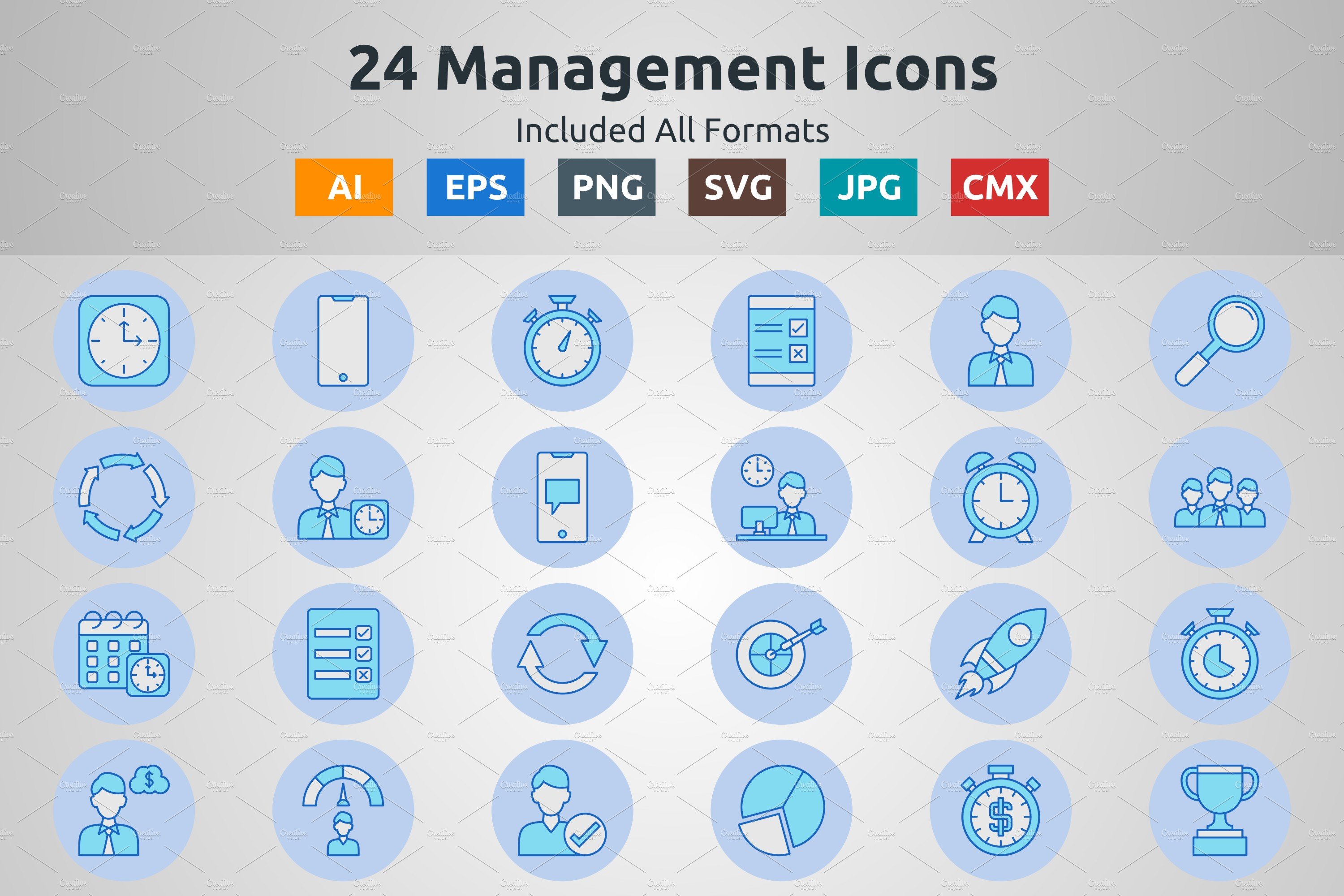 Blue Filled Circle Management Icon cover image.