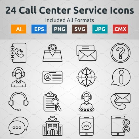 Vector Outline Icons of Call Center cover image.