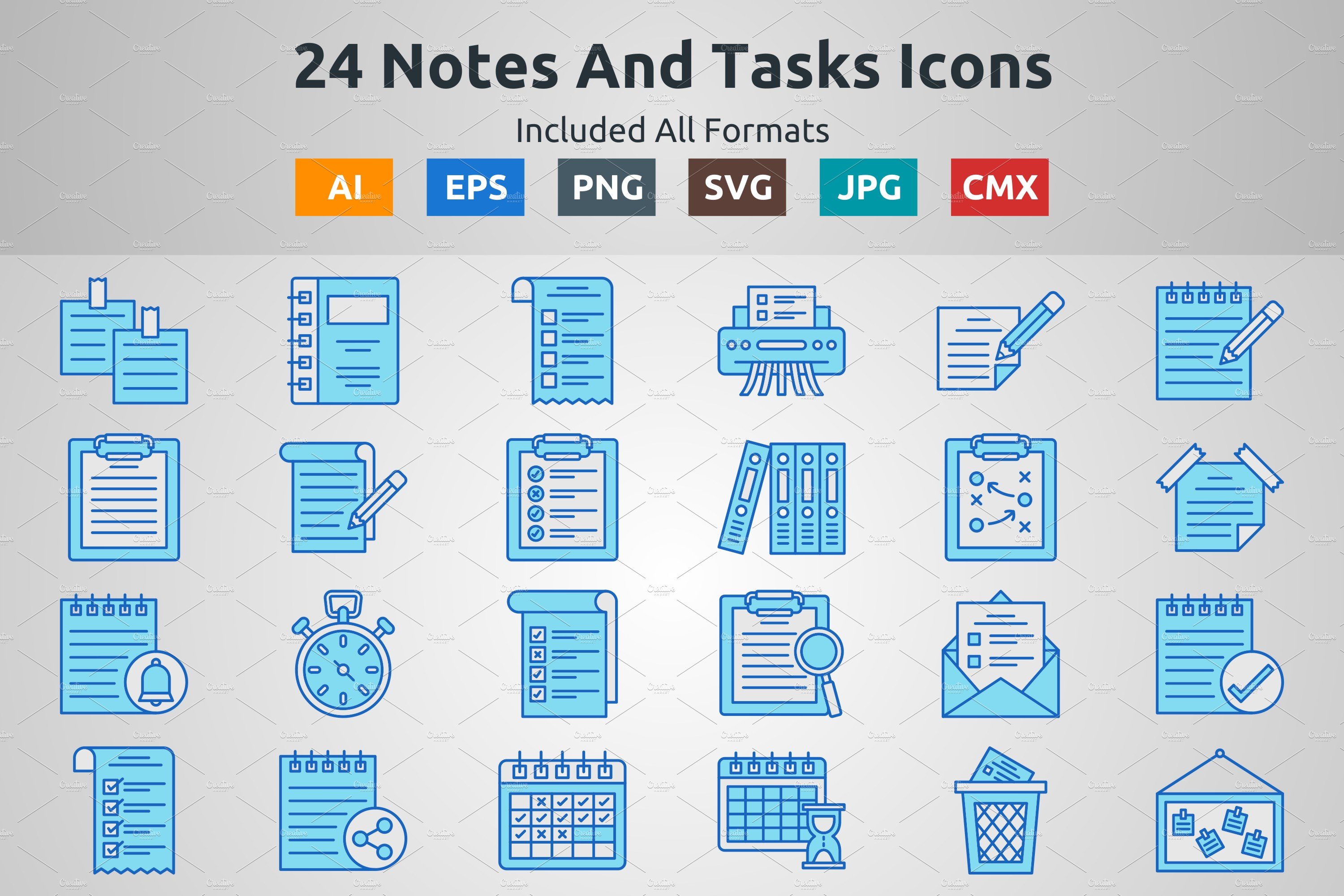 Blue Filled Outline Notes And Tasks cover image.
