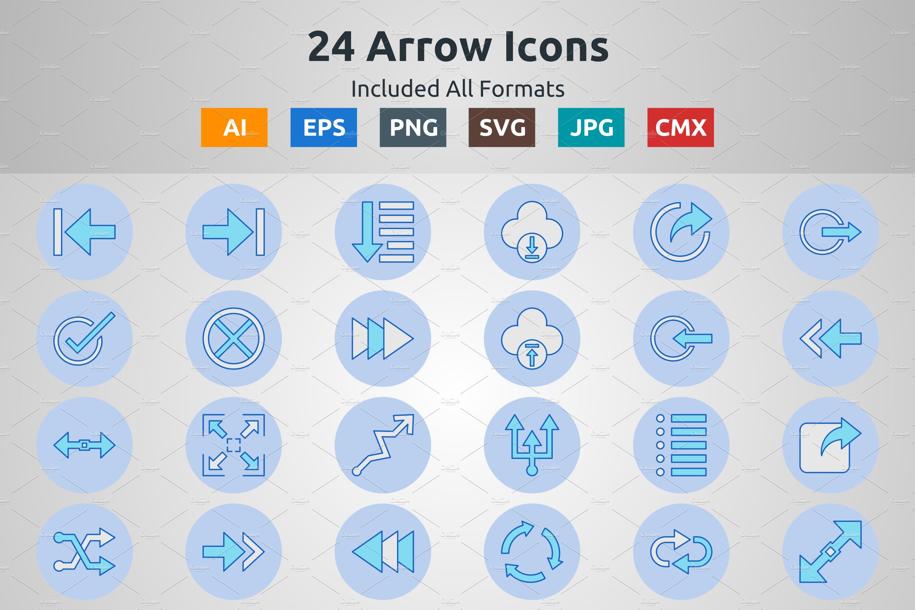 Blue Filled Circle Arrow Icons cover image.