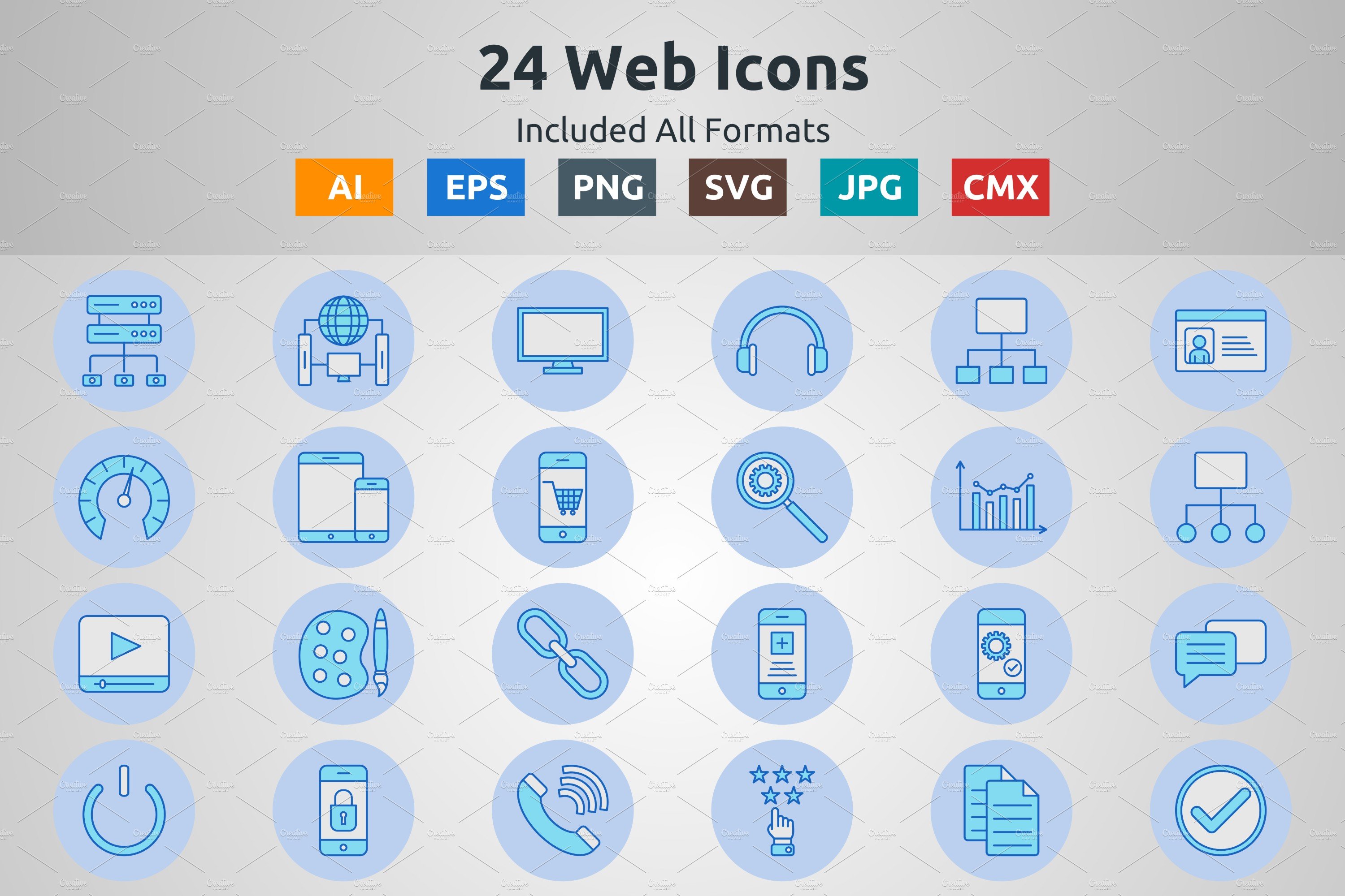 Blue Filled Outline Circle Web Icons cover image.