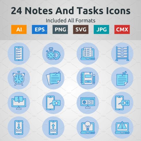 Blue Filled Circle Notes & Task Icon cover image.