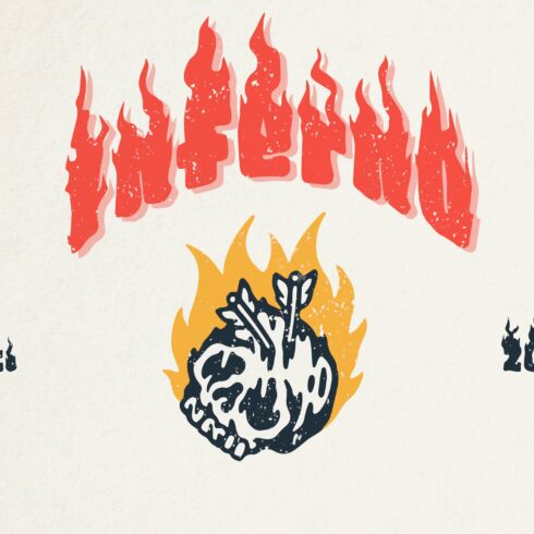Inferno font pack w/ fire elements cover image.