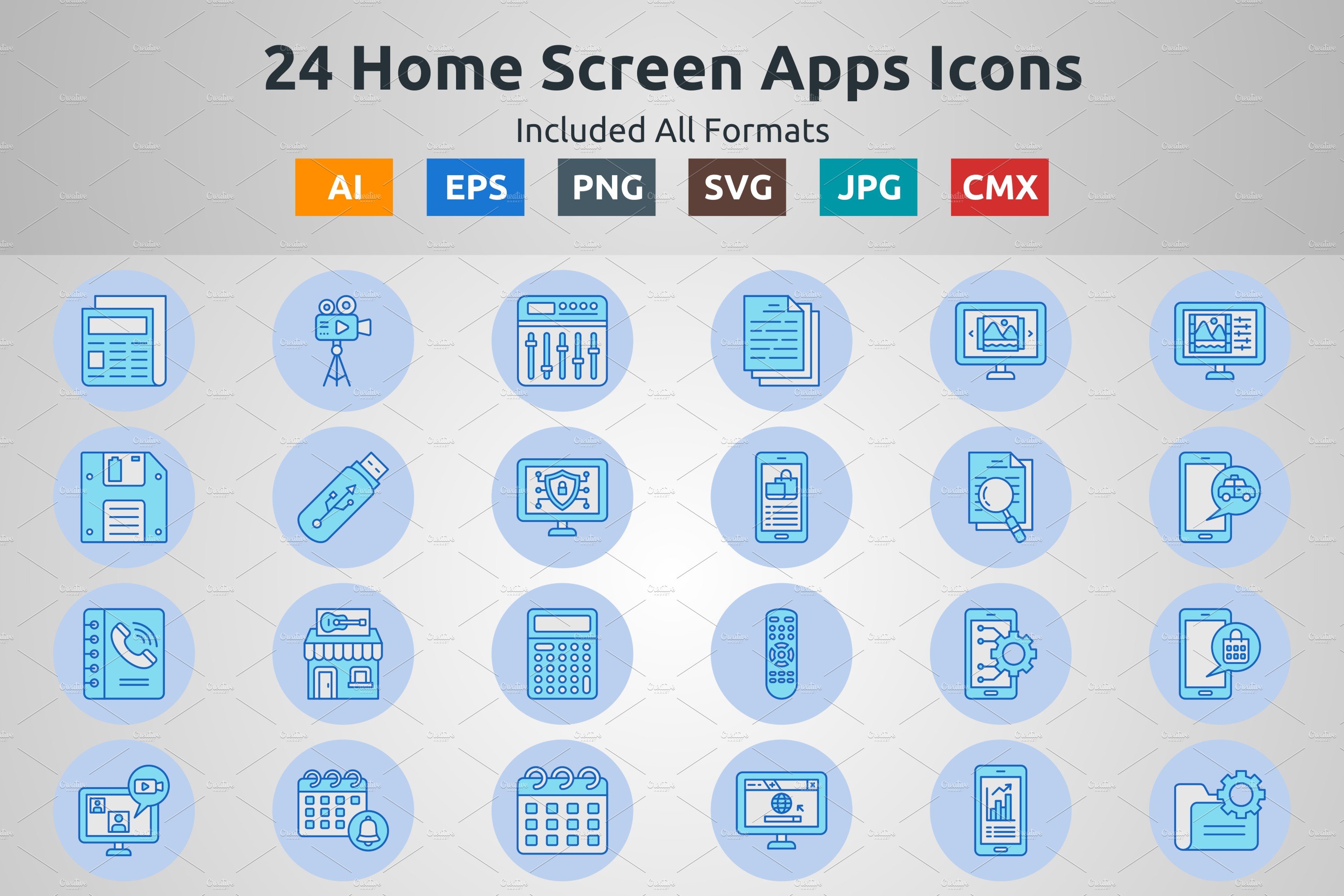 Blue Filled Circle Home Screen Icons cover image.