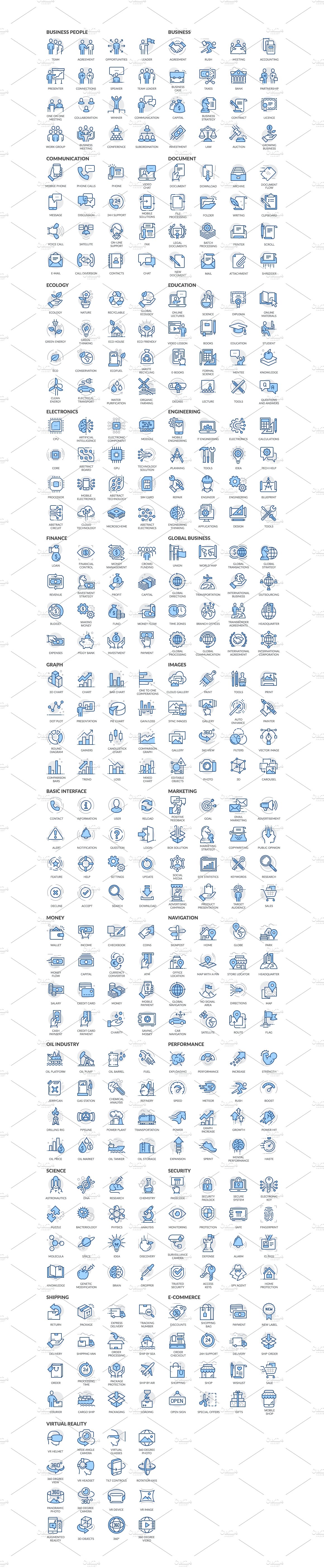 Blueline icons set preview image.