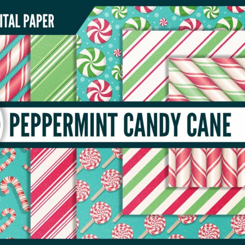 Peppermint Candy Cane Digital Paper cover image.