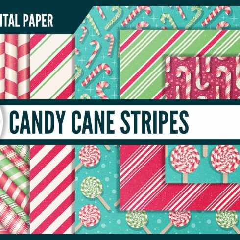 Candy cane stripe digital paper cover image.