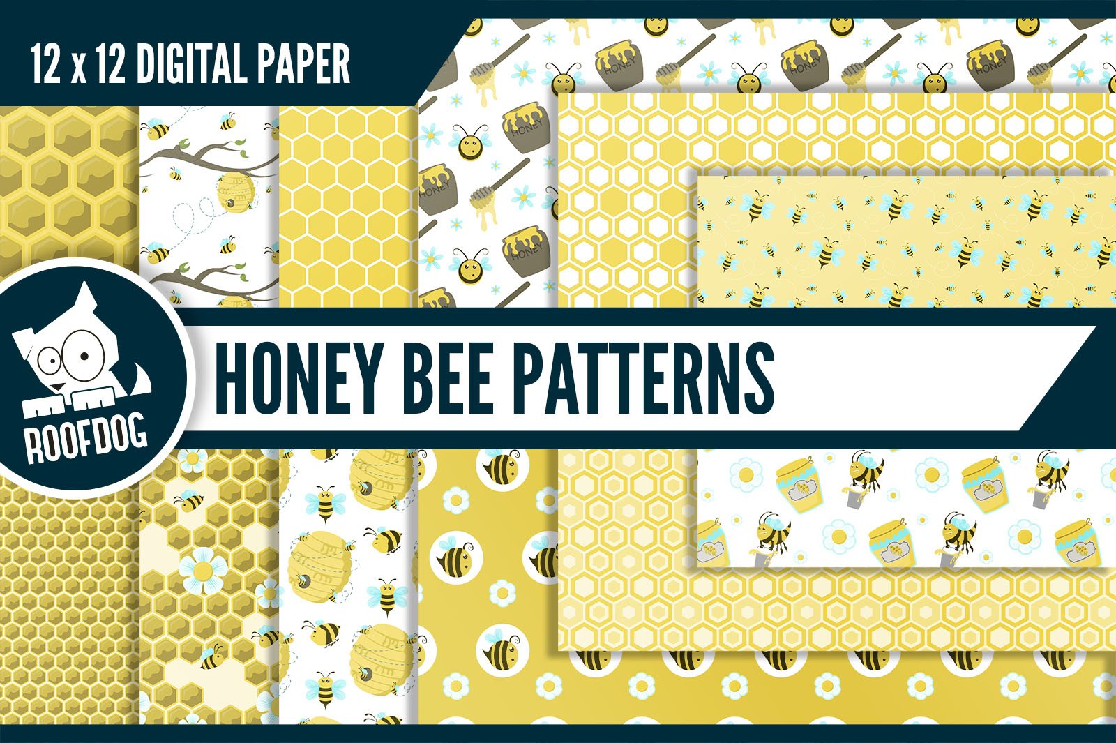 Honey bee digital paper cover image.
