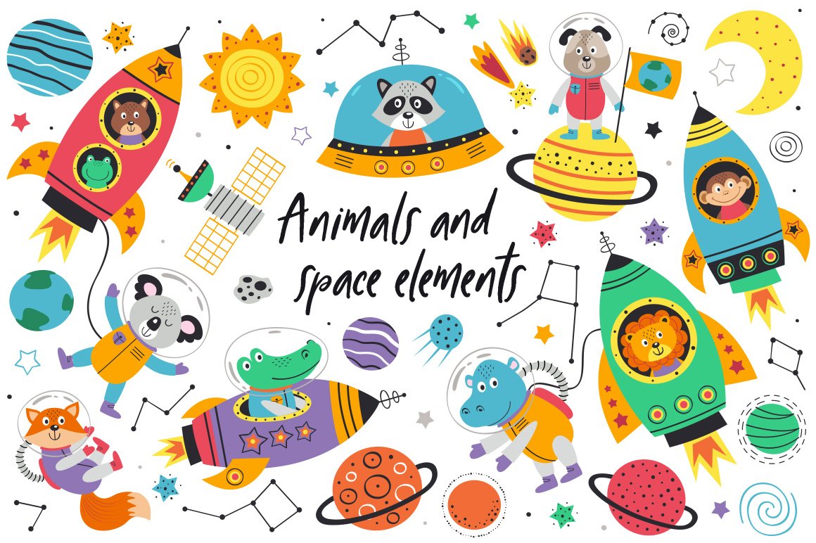 Space animals collection preview image.