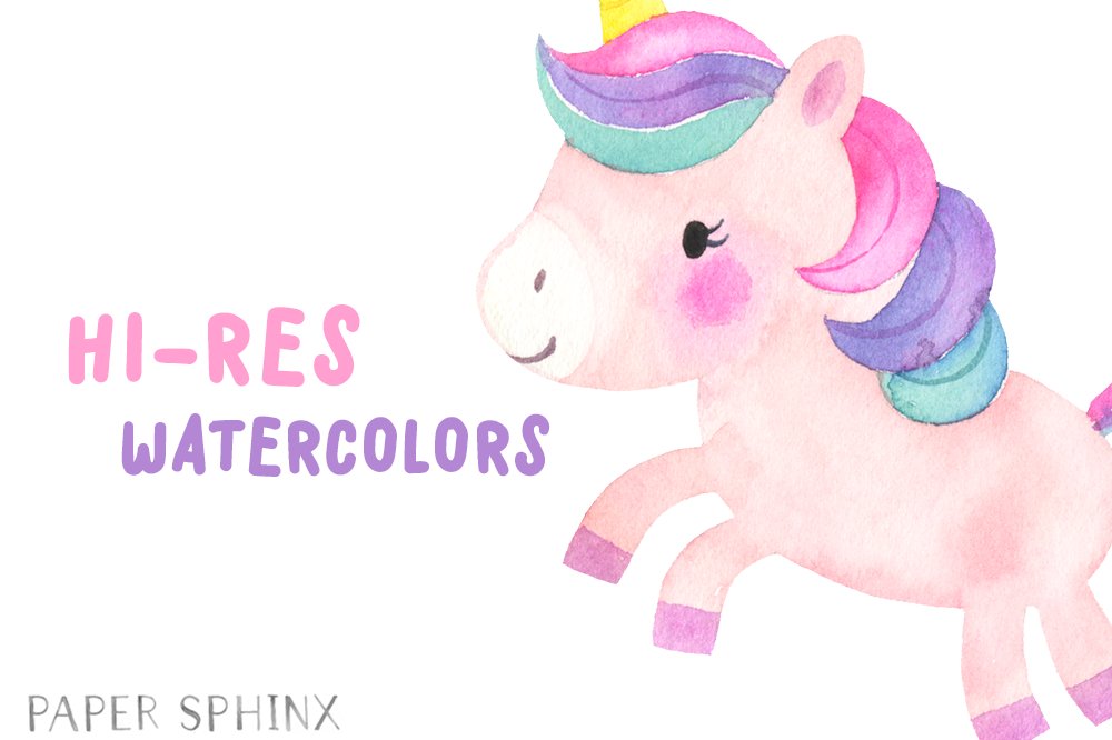 Kawaii Unicorns Clipart Pack preview image.