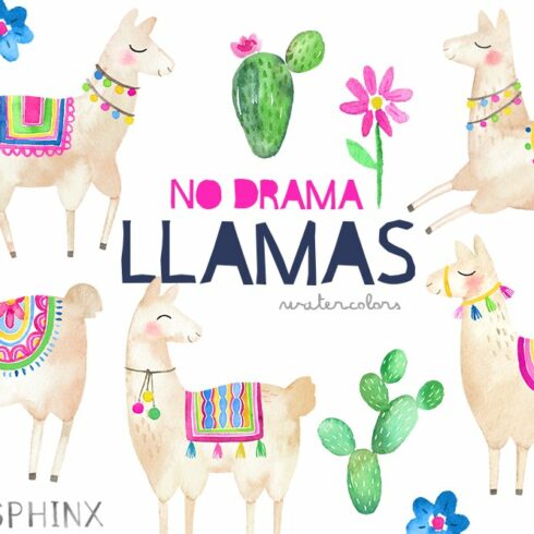 No Drama Llamas Clipart cover image.