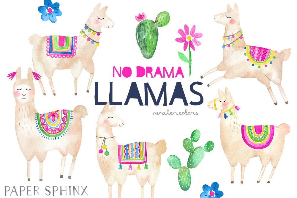 No Drama Llamas Clipart cover image.