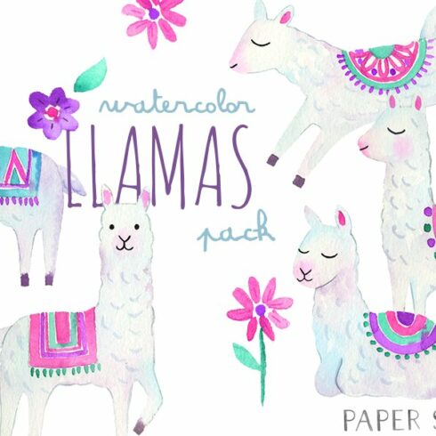 Watercolor Llamas Art Pack cover image.