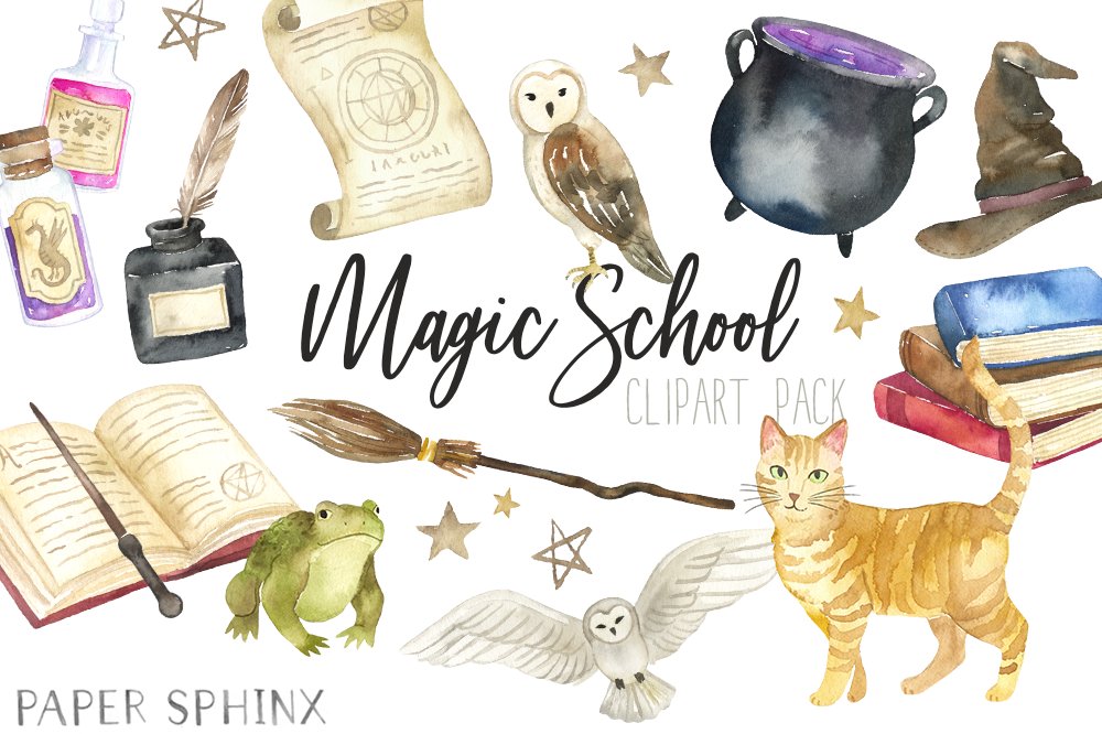 Magic School Clipart Pack cover image.