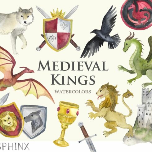 Watercolor Medieval Clipart cover image.