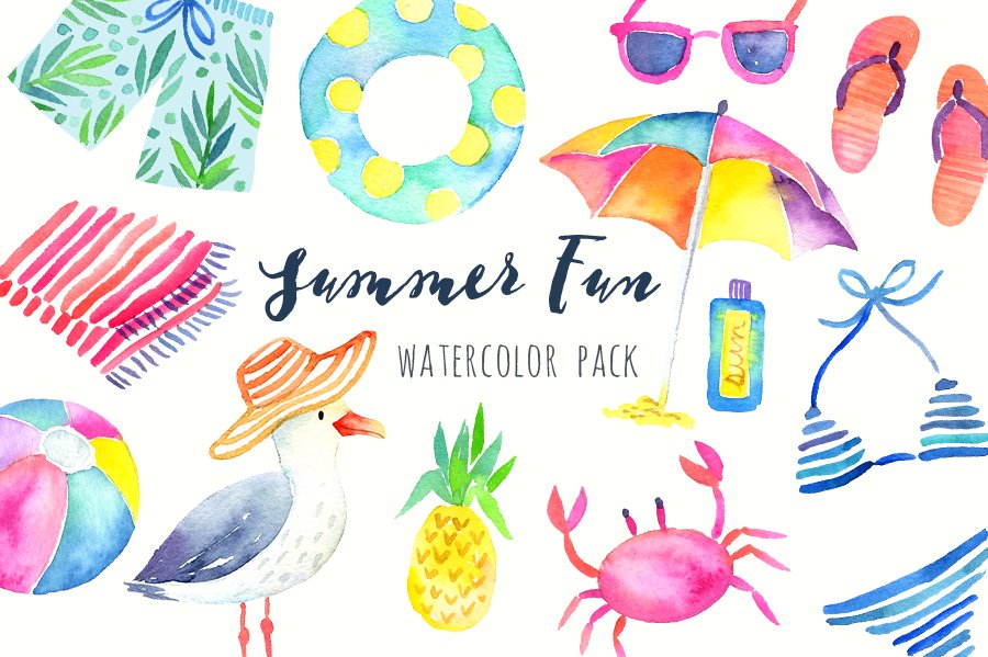 Summer Beach Party Watercolor Pack cover image.