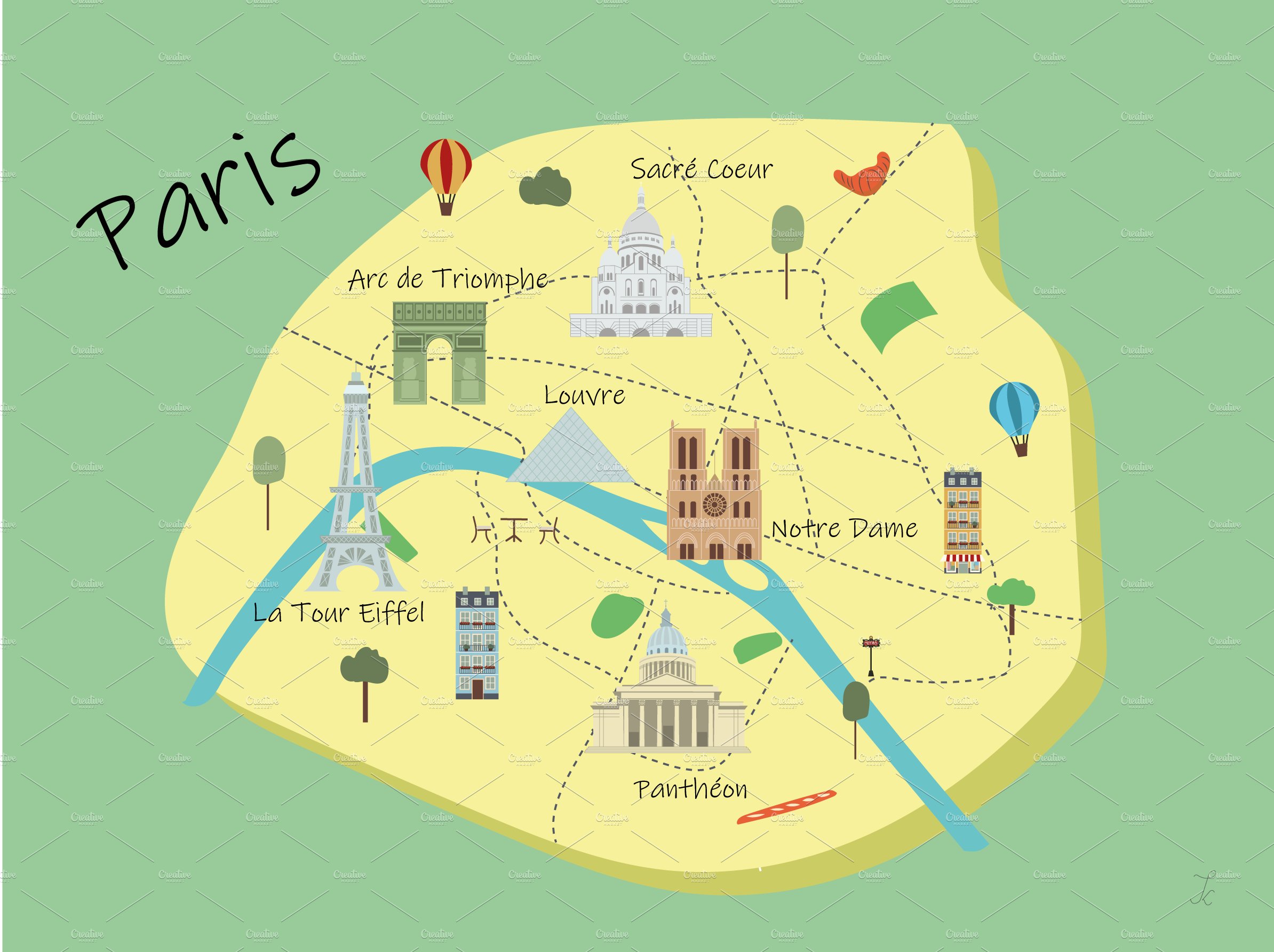 Paris map and vectors cover image.