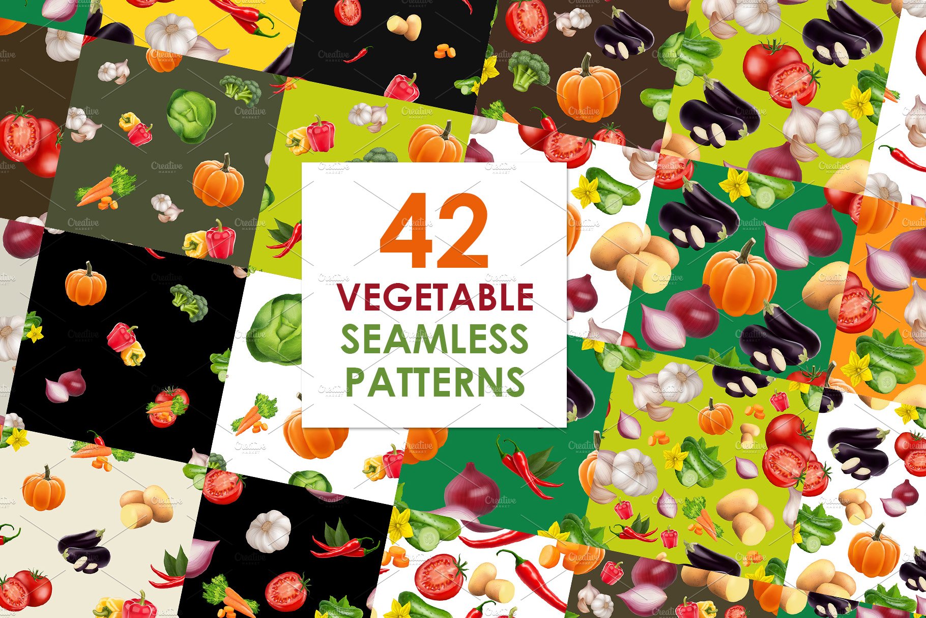 Big vegetables patterns set cover image.