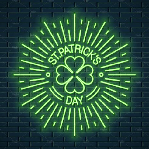 Patricks day neon logo. cover image.