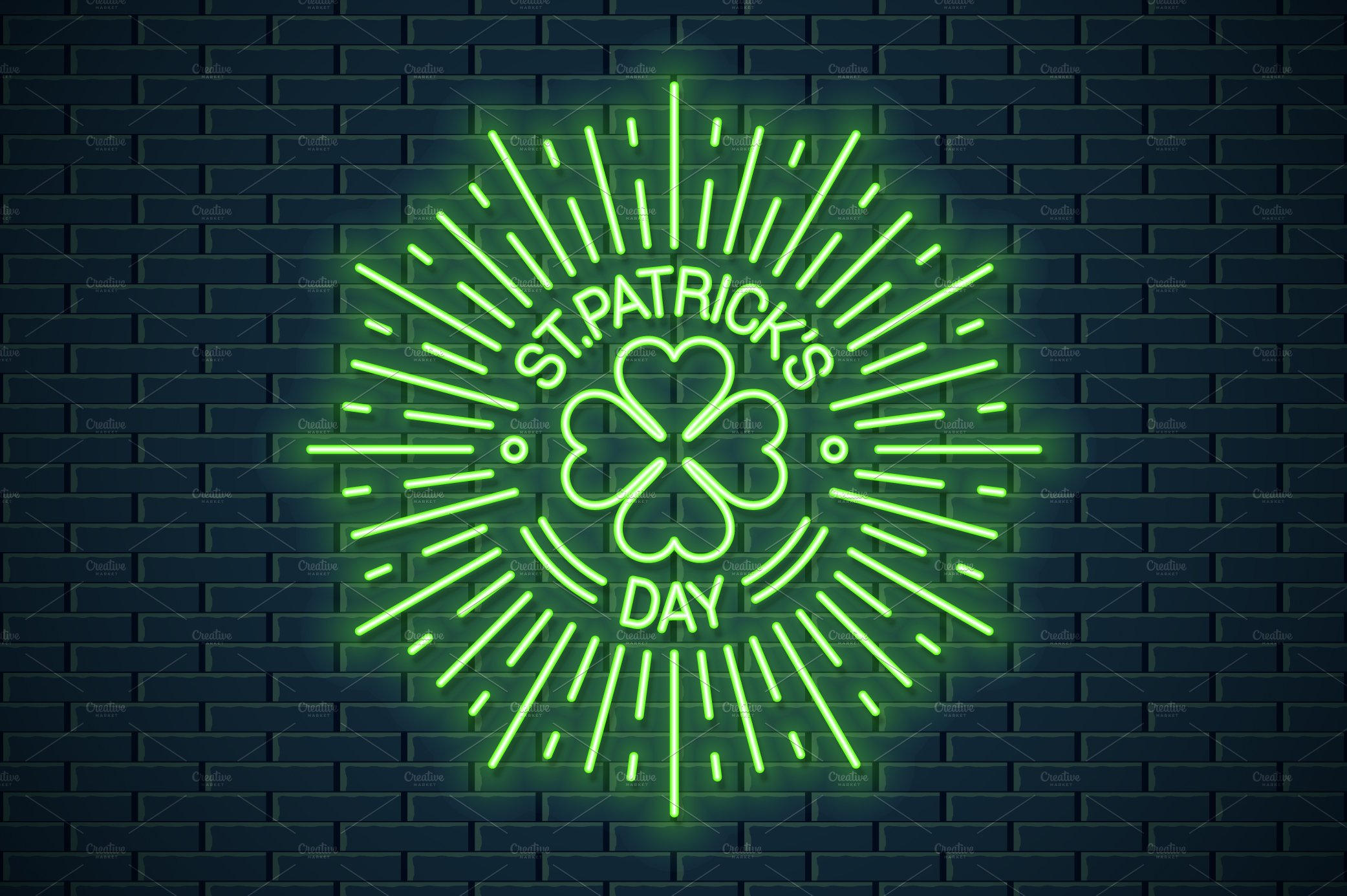 Patricks day neon logo. cover image.