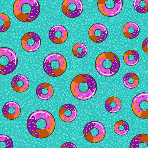 Vector seamless pattern whit donuts cover image.