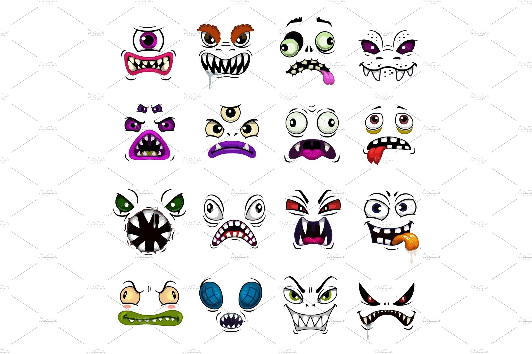 Monster face funny emoticons cover image.