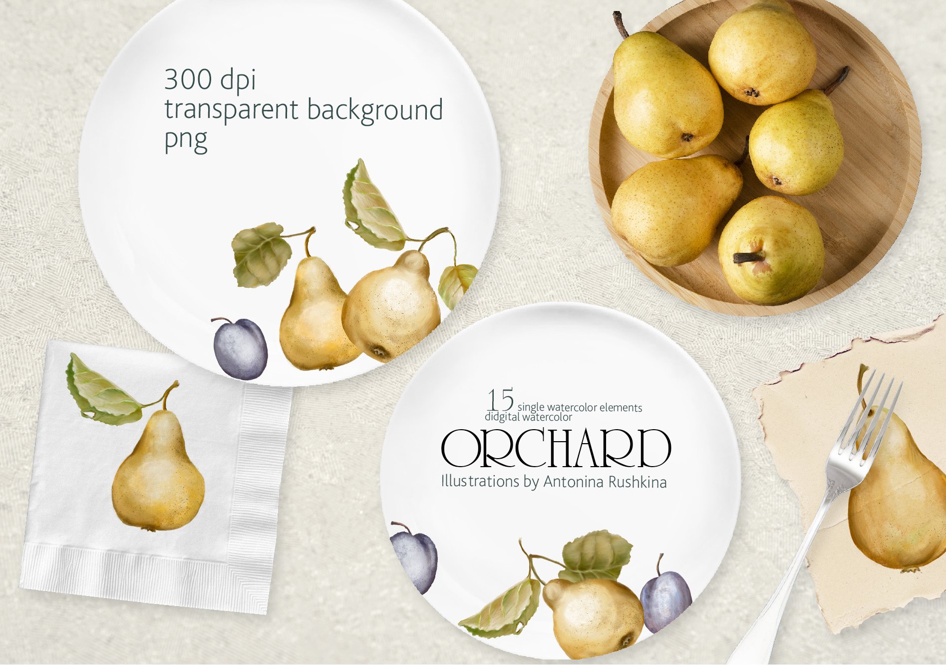 Orchard fruit. Pears and plums preview image.