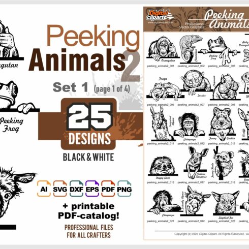 Peeking Animals 2 - 25 vector images cover image.