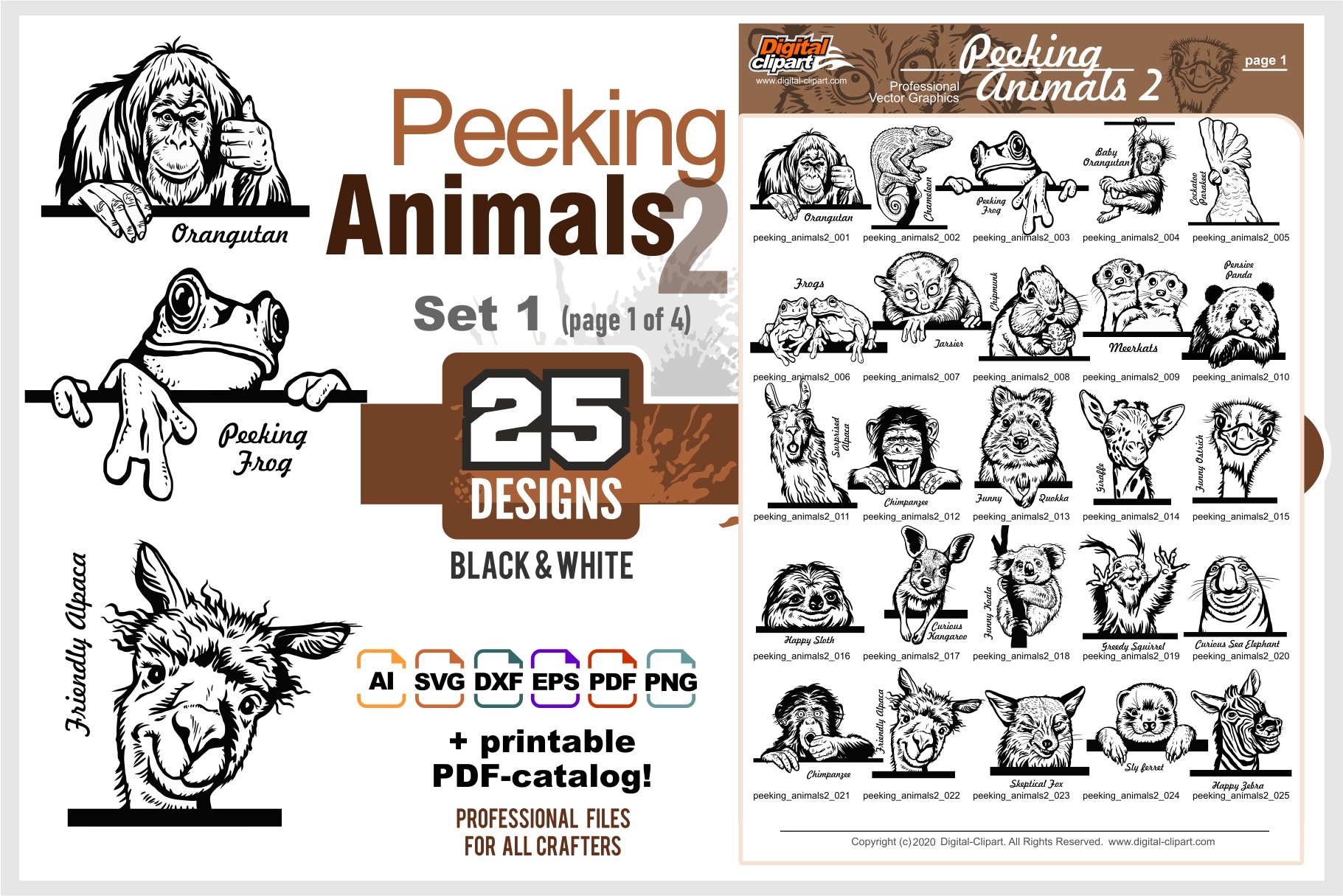 Peeking Animals 2 - 25 vector images cover image.