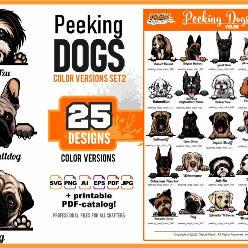 Peeking Dogs - Color Set 2 - 25 des. cover image.
