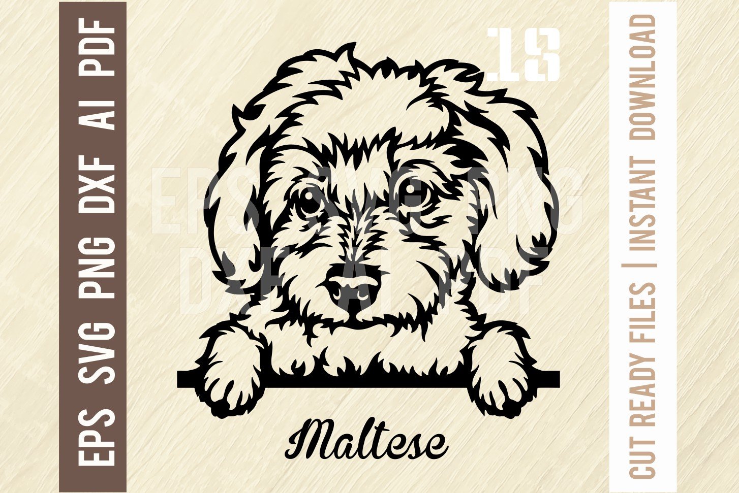 Maltese Peeking Dog Cut SVG Stencil cover image.