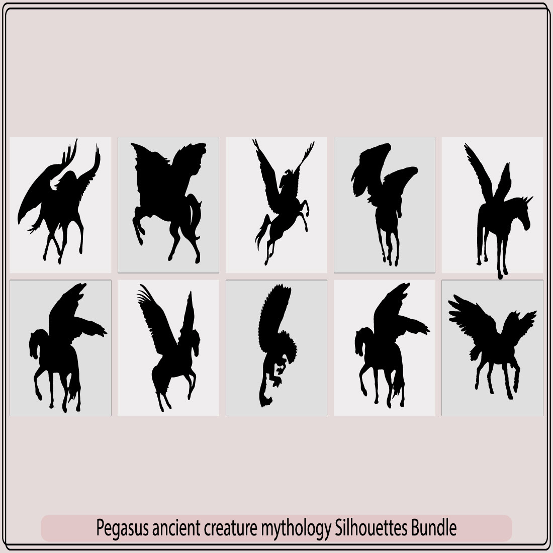 Pegasus Icon Silhouette Illustration,Vector flat pegasus silhouette isolated on white background, preview image.