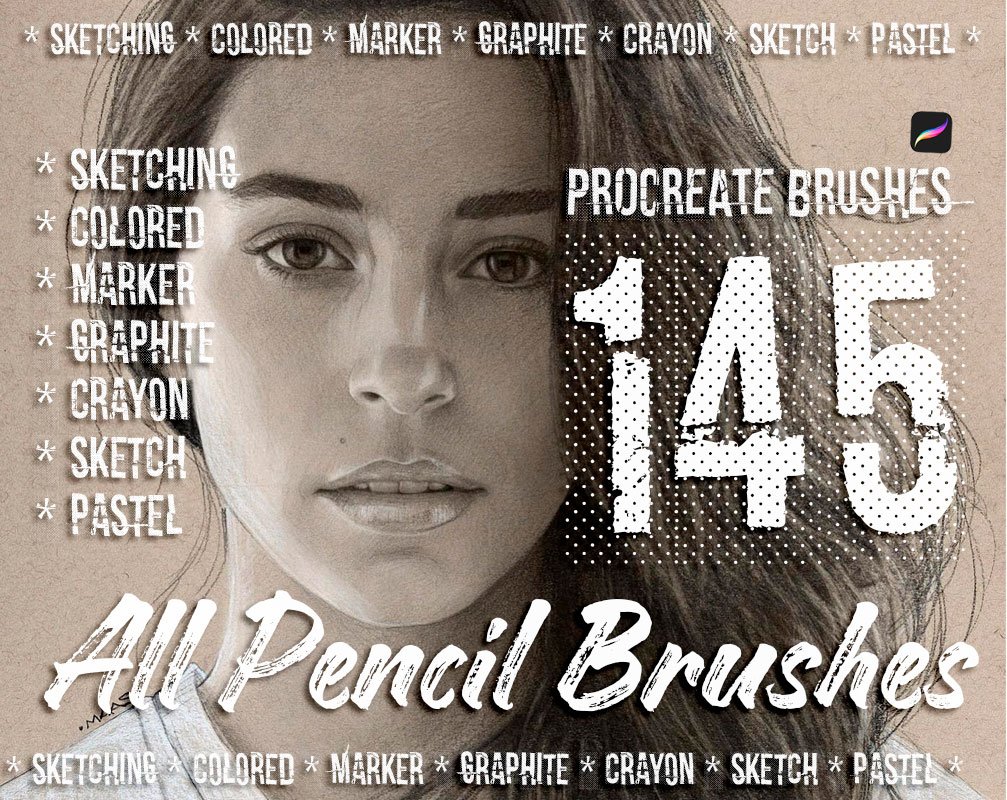 pencil brushes procreate brushes cover image.