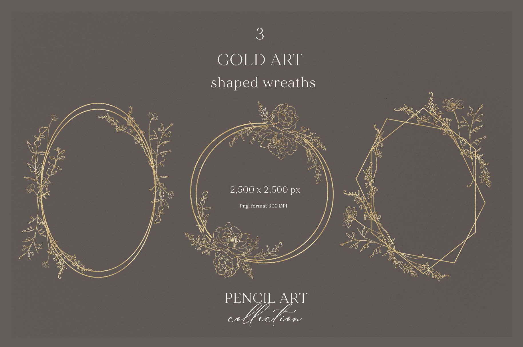 pencil art cover gold shaped wreaths 680