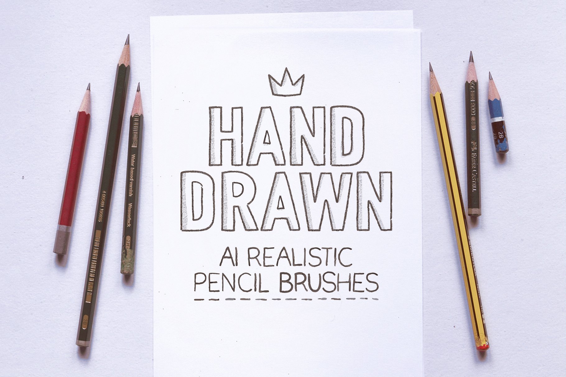 AI realistic pencil brushes cover image.