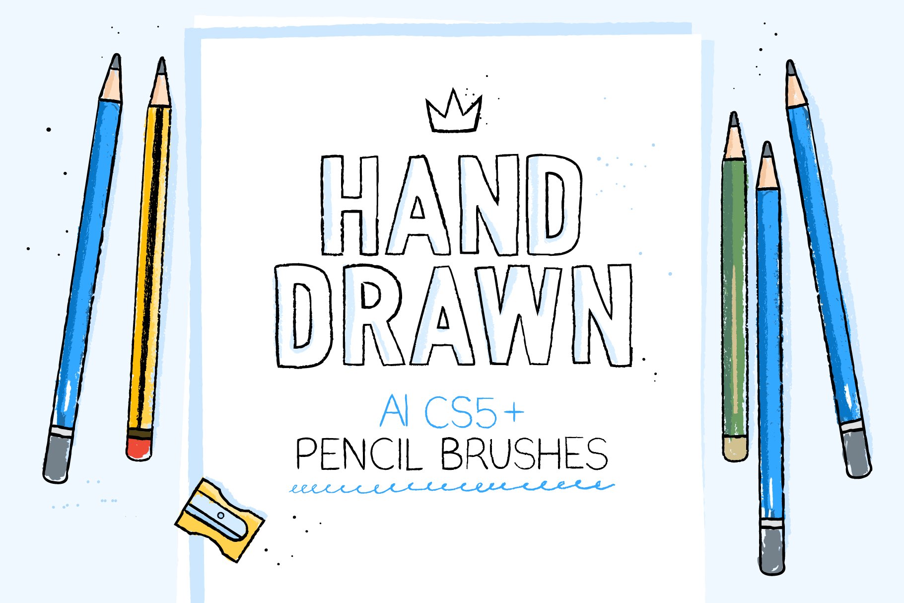 AI hand drawn pencil brushes cover image.